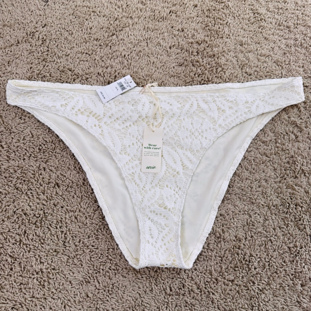 Aerie Cheeky White Lace Bikini Panties